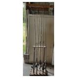 7 Fishing Poles/Reels w Stand