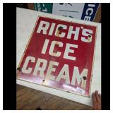 Vintage Richs Ice Cream Metal Sign