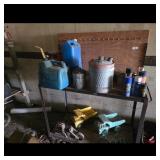 Vintage Gas Cans, Oil Can, and Toy Trucks Lot