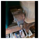 Vintage Cast Iron Bench Vise - Heavy Duty Workshop