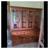 Vintage Hard Rock Maple China Cabinet Hutch by Tel