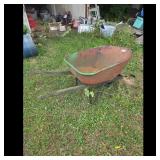 Vintage Metal Wheelbarrow - Rustic Garden Tool