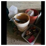 Lot of Assorted Buckets and Hardware Supplies