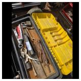 Assorted Rusty Tools in Yellow Toolbox
