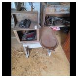 Vintage Cast Iron Skillet and Wooden Box with Remo