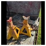 Pair of Yellow Jack Stands with Red Tops