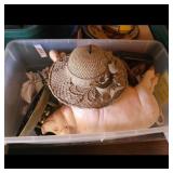 Vintage Pig Figurine with Decorative Hat and Acces