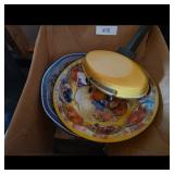 Vintage Fruit Design Serving Tray with Yellow Lid