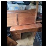 Vintage Wooden Desk with Hutch and Drawer Set
