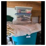 Lot of Storage Bins with Cassette Tapes and Miscel