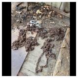 Lot of Assorted Rusty Chains and Hooks