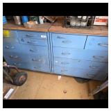Vintage Blue Metal Multi-Drawer Storage Cabinet -