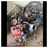 Vintage Red Metal Gas Can and Oil Cans Lot