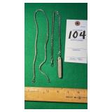 2 Silver Picket Watch Chains 12 inch &16 inch