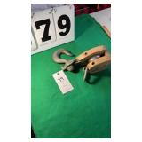 Antique Wooden and Cast Iron Block and Tackle