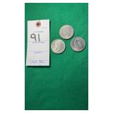 3 Eisenhower $1.00 Coins