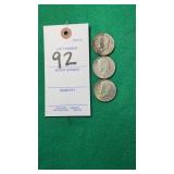 3 Kennedy Half Dollars 1967 and 1968