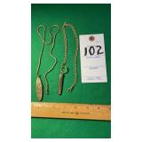 2 Gold Pocket Watch Chains 16 inch & 12 inch