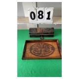Wood tray and metal box