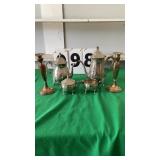 Silver coffee & tea set plus pair of candle