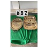 2 large silver serving trays