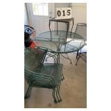 Metal patio table with 6 chairs and small table