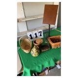 3 baskets, wood bowl with top plus 3 additional