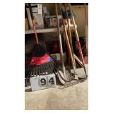 5 Craftsman yard tools (rack, shovel, metal rack,