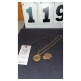 Necklace and money clip. Necklace has 1947