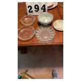 2 Pyrex pie dishes, egg plate, bowl with lid and