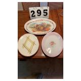 1 large plastic platter and 2 glass platters