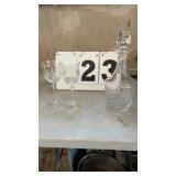Rogaska full lead crystal decanter and two wine