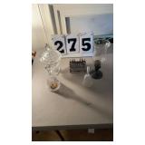 2 bells, glass candy dish, napkins holder