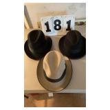 Men felt hats sizes 7 3/8, 7 3/8, 7 1/4
