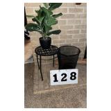 Metal waste can and metal plant stand