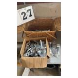 Picnic basket full of dinnerware