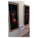 Pair of wall framed pictures 22 inches wide x 54