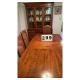 Dining table, 6 chairs and china cabinet (table