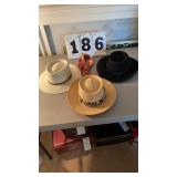 Stetson Hats (2 straw and 1 crushable) size