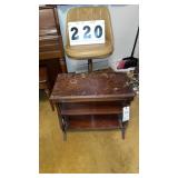 swivel chair and wood table