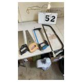 Miter, 15 inch handsaw, hacksaw & 24 inch bow saw