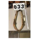 vintage pair of wooden and iron horse collar