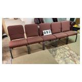 5 interlocking chairs cloth seats and bottom