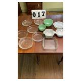 12 items of CorningWare, Pyrex, Fire King.