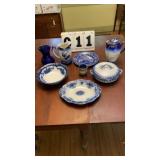 Blue Glassware 8 items (Victoria Royal Porcelain)
