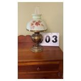 This vintage electrified brass kerosene parlor
