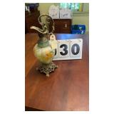 vintage Victorian-style hand-painted glass ewer