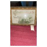 framed vintage religious print featuring white