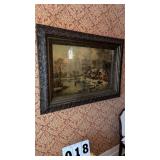 framed vintage oil painting or print depicting a