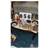 19 assorted items. Ash trays old books etc.